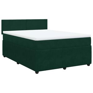 vidaXL Boxspring met matras fluweel donkergroen 140x190 cm