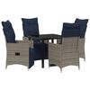 vidaXL Tafel en stoelen set 5 st Grijs PE Rattan