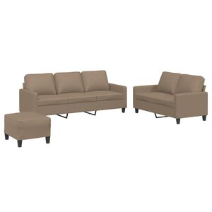 vidaXL 3-delige Loungeset met kussens kunstleer cappuccino