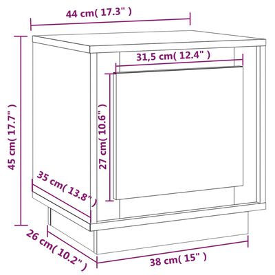 vidaXL Nachtkastje 44x35x45 cm bewerkt hout grijs sonoma eikenkleurig