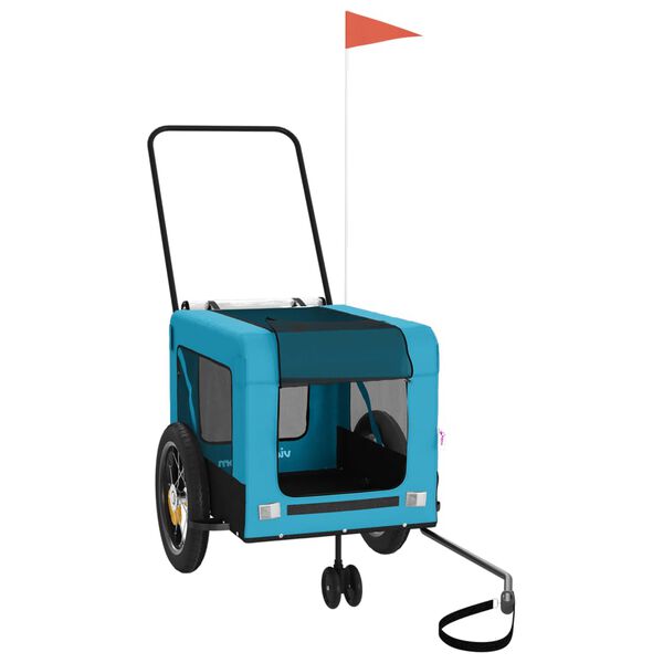 vidaXL Hondenfietstrailer oxford stof en ijzer blauw en zwart