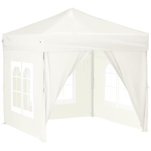 vidaXL Partytent inklapbaar met zijwanden 2x2 m cr&egrave;mekleurig