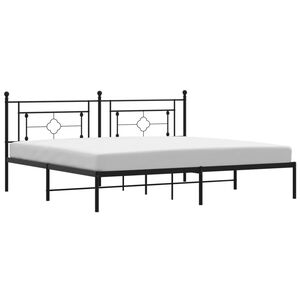 vidaXL Bedframe met hoofdbord metaal zwart 193x203 cm