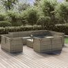 vidaXL 12-delige Loungeset met kussens poly rattan grijs