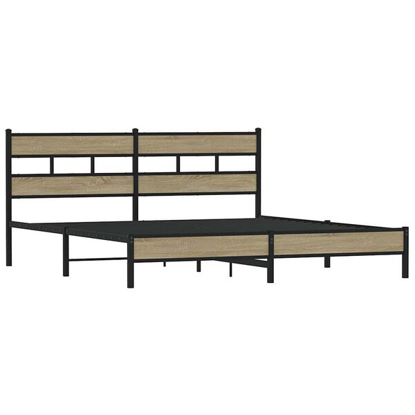 vidaXL Bedframe zonder matras metaal sonoma eikenkleur 200x200 cm