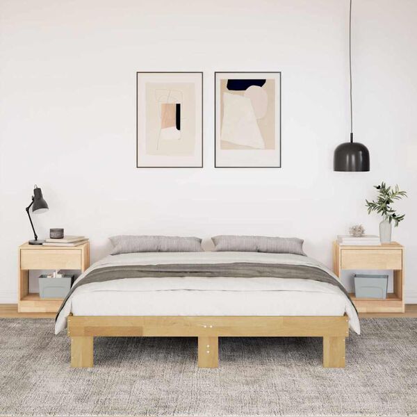 vidaXL Bedframe zonder matras 140x190 cm massief hout eiken