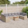 vidaXL Tuinbankenset met kussen 11 pcs Beige poly rattan