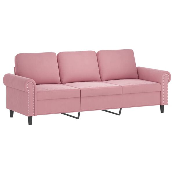vidaXL 3-delige Loungeset met kussens fluweel roze