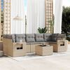 vidaXL 8-delige Loungeset met kussens poly rattan beige