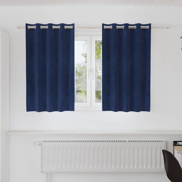 vidaXL Verduisterende gordijnen 2 pcs Donkerblauw 140 x 140 cm Fluweel