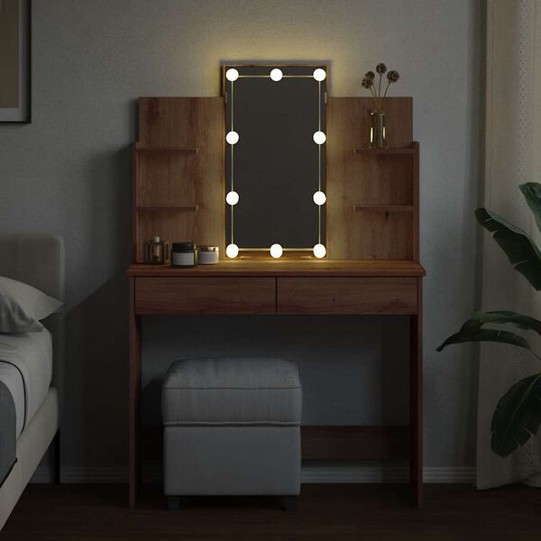 vidaXL Kaptafel met LED-verlichting 96x40x142 cm artisanaal eikenkleur
