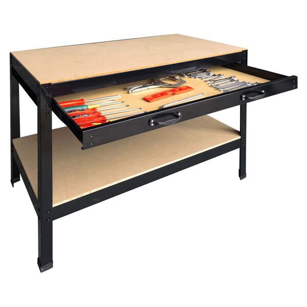 Practo Home Werkbank met lade hout zwart