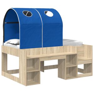 vidaXL Bed met Tunnel 3 st Sonoma eiken en blauw Bewerkt hout