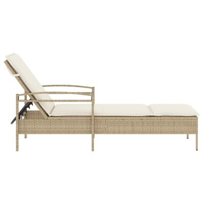 vidaXL Ligbed met kussen 63x200x81 cm poly rattan beige