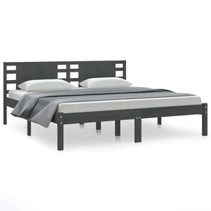 vidaXL Bedframe massief grenenhout grijs 200x200 cm