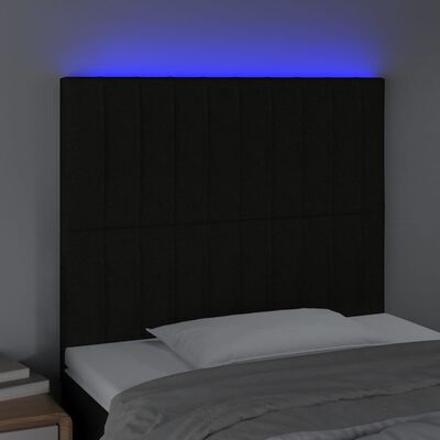 vidaXL Hoofdbord LED 80x5x118/128 cm stof zwart