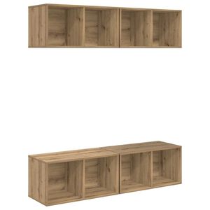 vidaXL Tv-meubelset 4 st Artisan Eiken Bewerkt hout
