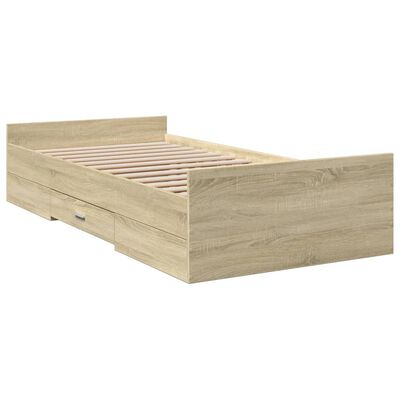 vidaXL Bedframe met lades bewerkt hout sonoma eikenkleurig 100x200 cm