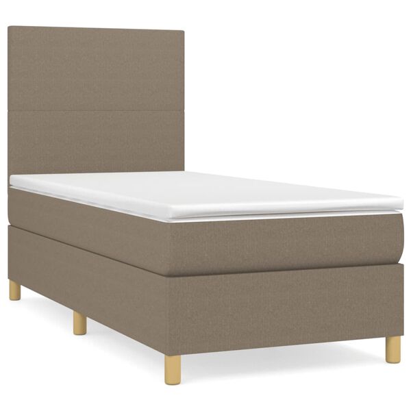 vidaXL Boxspring met matras stof taupe 100x200 cm