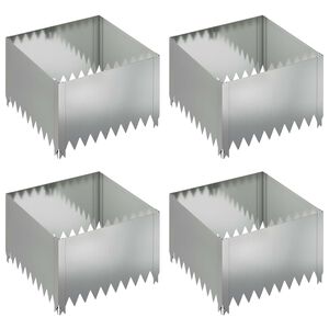 vidaXL Gazonrand 4 pcs 60 x 60 x 35 cm Staal Zilverkleurig