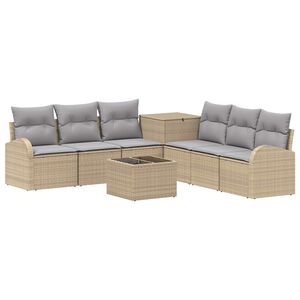 vidaXL Bankstel 8 st Beige en Licht Grijs Poly Rattan en Staal