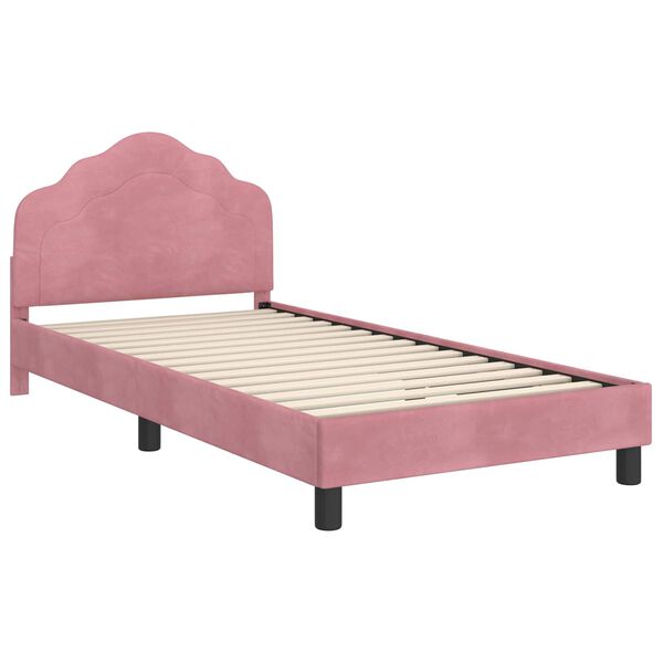 vidaXL Bedframe voor kinderen met hoofdbord Roze 90 x 190 cm Fluweel