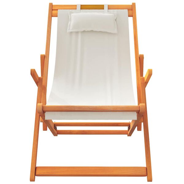 vidaXL Strandstoelen 2 st inklapbaar stof crèmekleurig