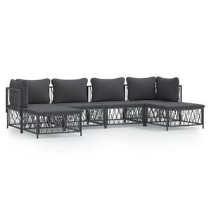 vidaXL 6-delige Loungeset met kussens staal antracietkleurig