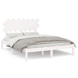 vidaXL Bedframe massief hout wit 150x200 cm