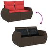 vidaXL 6-delige Loungeset met kussens poly rattan acacia bruin