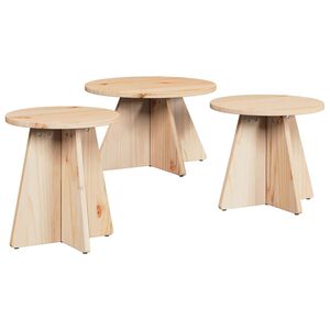 vidaXL Salontafel 3 pcs Naturel