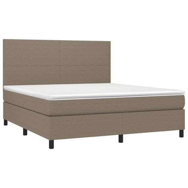 vidaXL Boxspring met matras stof taupe 180x200 cm
