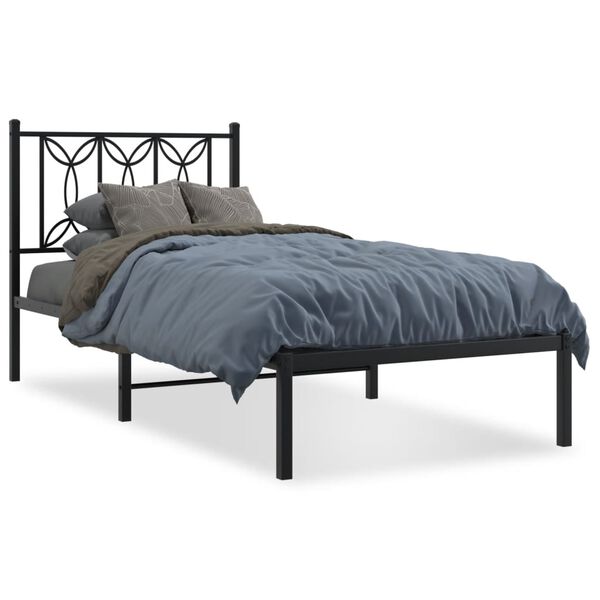 vidaXL Bedframe met hoofdbord metaal zwart 80x200 cm