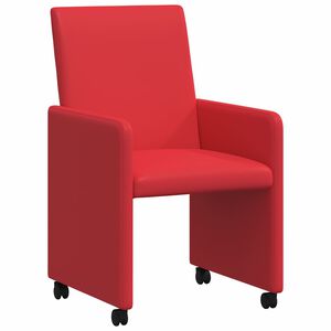 vidaXL Dining Stoelen met Wielen 2 pcs Rood 57 x 66 x 94 cm Kunstleer