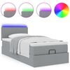 vidaXL Bed poef met matras en LED's 90x200 cm stof lichtgrijs