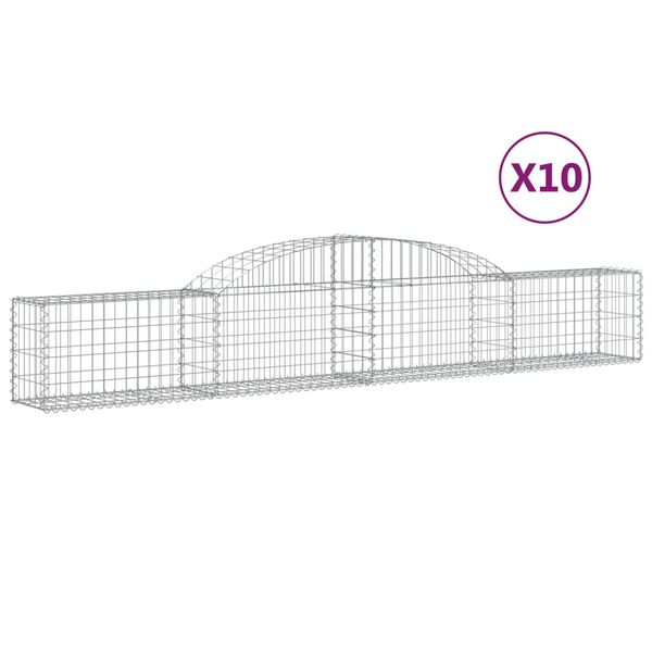 vidaXL Schanskorven 10 st gewelfd 300x30x40/60 cm gegalvaniseerd ijzer