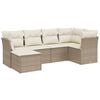 vidaXL 6-delige Loungeset met kussens poly rattan beige