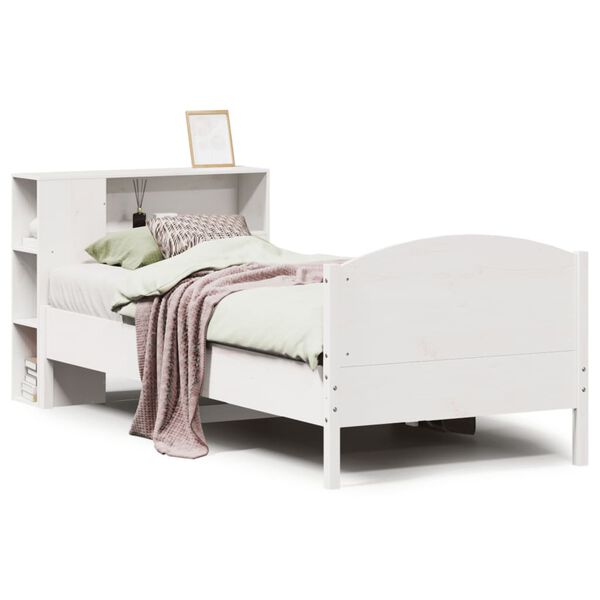 vidaXL Bed met boekenkast zonder matras grenenhout wit 90x200 cm