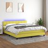 vidaXL Boxspring met matras en LED stof groen 180x200 cm
