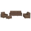 vidaXL 4-delige Loungeset met kussens stof bruin