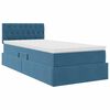 vidaXL Opbergbed met LED met matras Donkerblauw 100 x 200 cm Fluweel