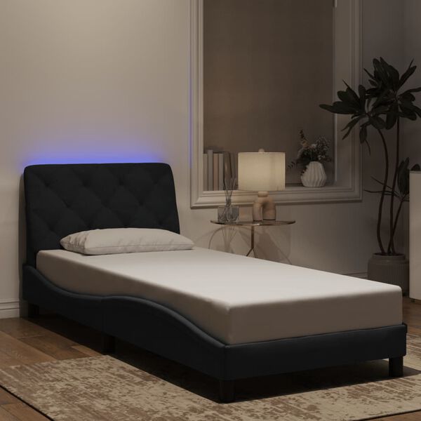 vidaXL Bedframe met LED zonder matras fluweel zwart 90x190 cm