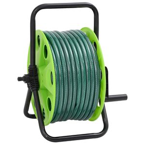 vidaXL Slanghaspel met slangkoppelset 0,5" 20 m vrijstaand PVC groen