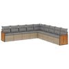 vidaXL 9-delige Loungeset met kussens poly rattan beige