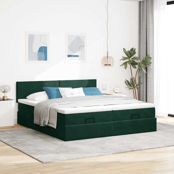 vidaXL Ottoman bed met matrassen en LED's 160x200cm fluweel