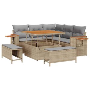 vidaXL Tuinbankenset 8 st Beige poly rattan