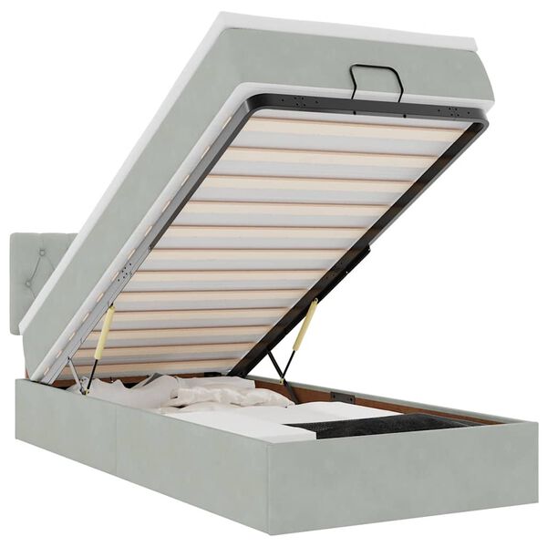 vidaXL Ottoman bed met matras 90x190cm fluweel lichtgrijs