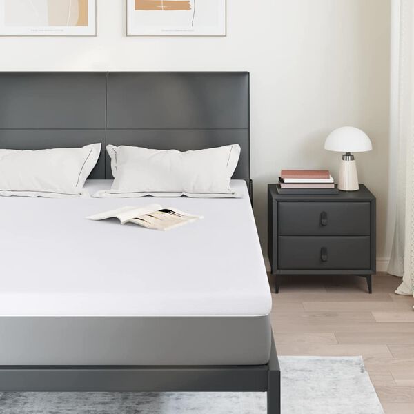 vidaXL matrastopper Wit 200 x 200 x 7 cm Jacquard Stof