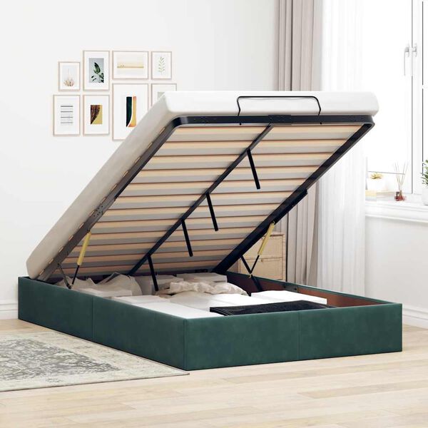 vidaXL Ottoman bedframe zonder matras 120x200 cm fluweel donkergroen