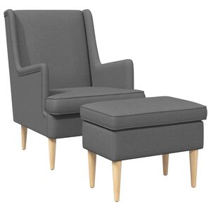 vidaXL Fauteuil met Voetenbank 2 st Donkergrijs Stof